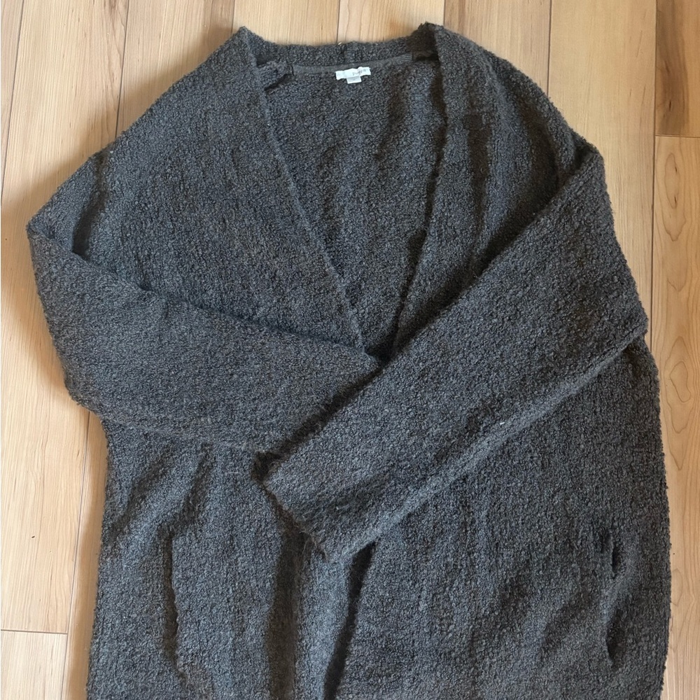 Pure Jill Acrylic Wool Blend Brown Open Cardigan With Pockets XL